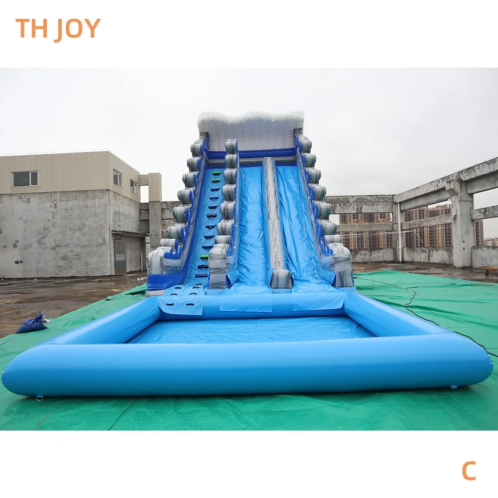 per Versand zum Hafen, kommerzielle aufblasbare Hai-Wasserrutsche mit Poolwasserspielgeräten, riesiger aufblasbarer Jumper-Rutschslip
