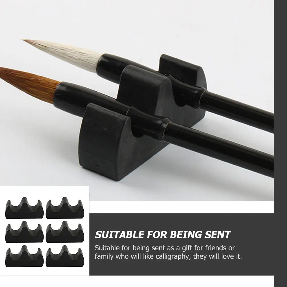 

6Pcs Calligraphy Pen Holder High Quality Plastic Brush Rest for Painting Writing Tools Stable Base Smooth Bottom Simple Elegant