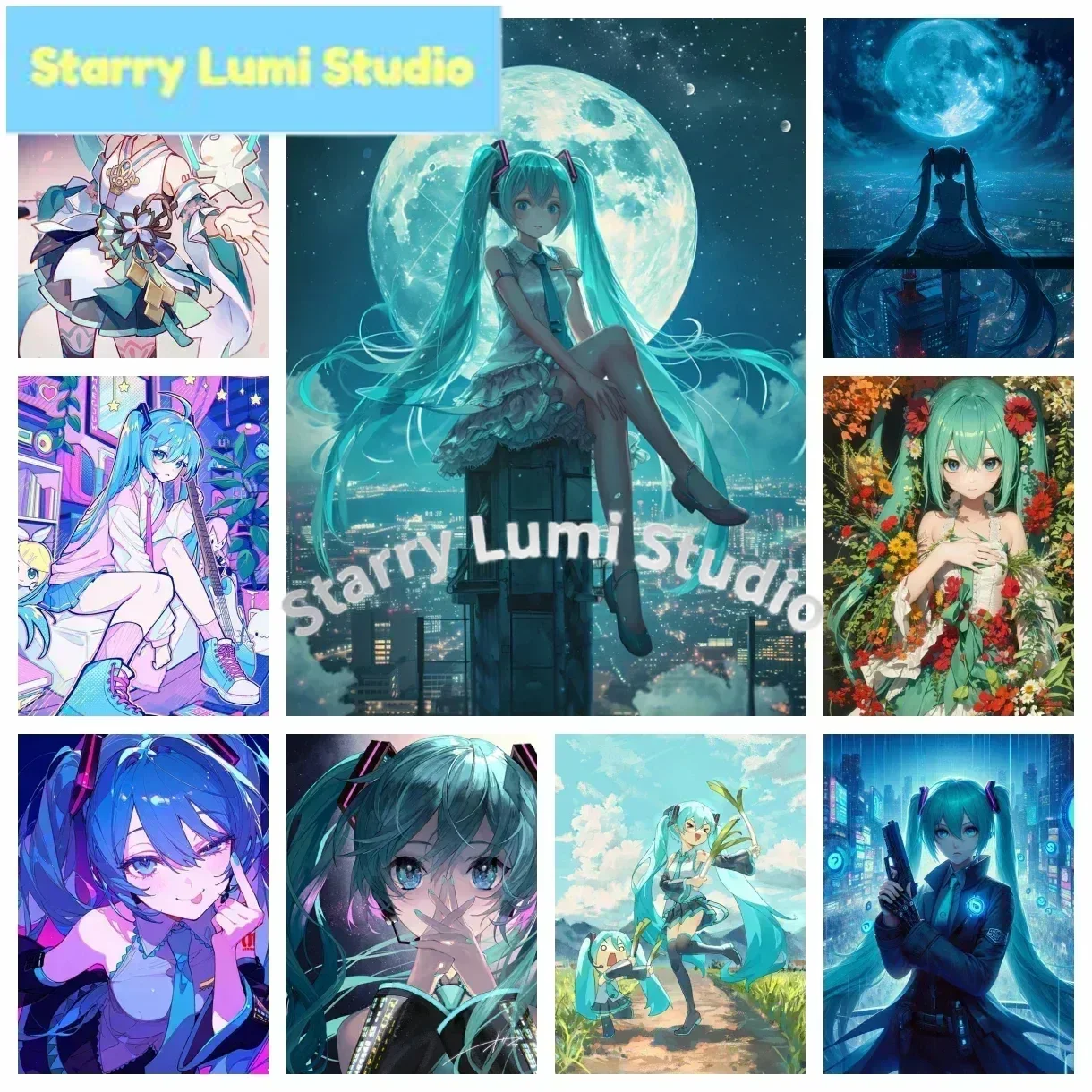 

Singer Miku DIY Diamond Painting Kawaii idol 5D Diamond Embroidery Cross Stitch Second Dimension Girl Mural Home Decoration