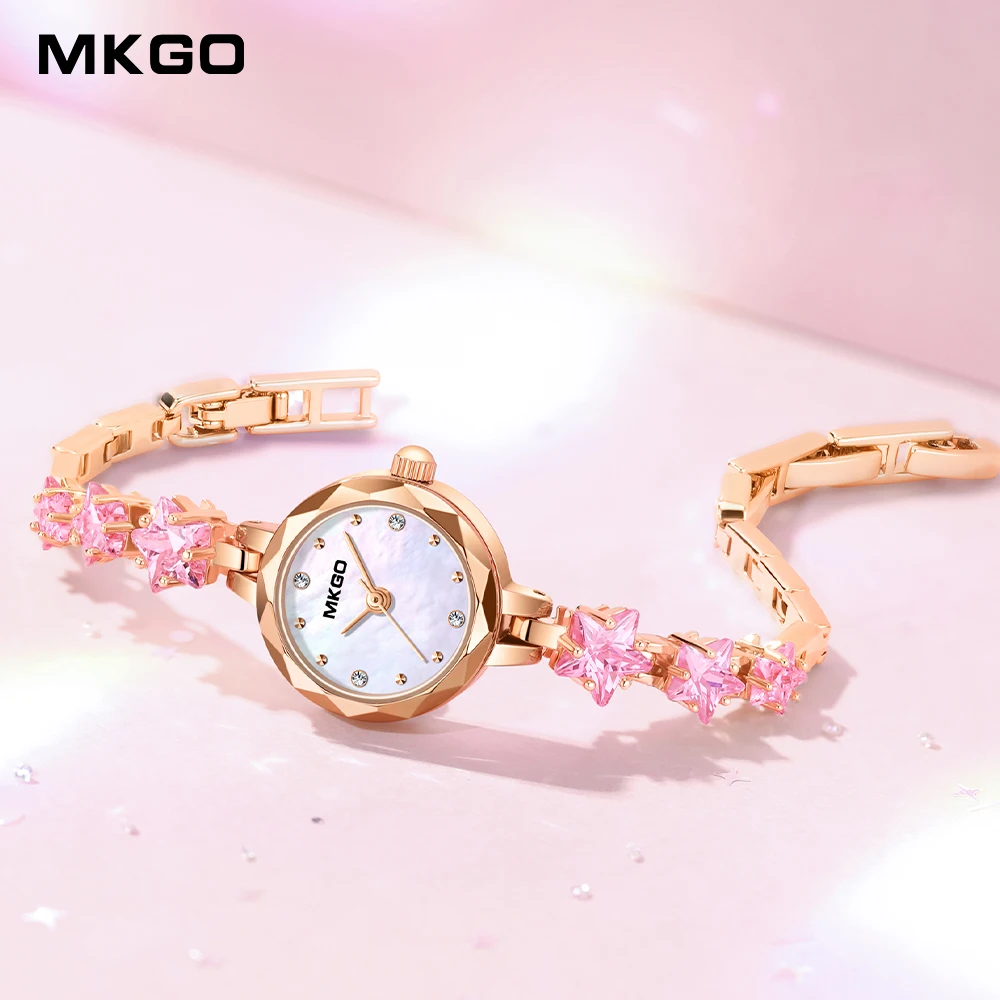 MKGO Fashion Watches For Women Luxury Brand Quartz Dress Watches with Diamond Ladies\' Accessory Jewelries Gifts reloj para mujer