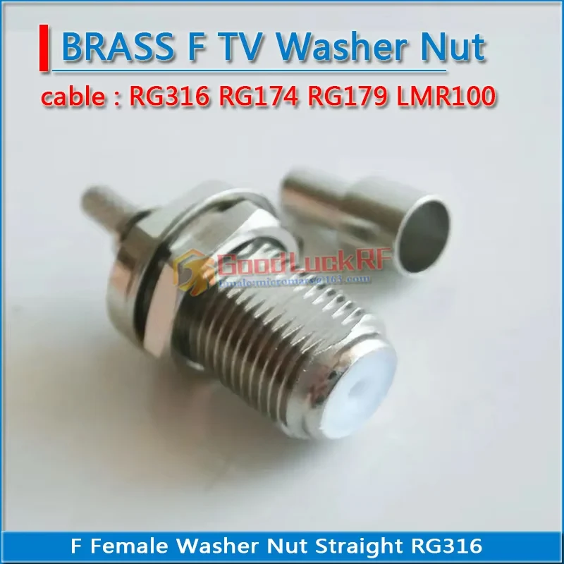 TV F Female Window Crimp RG316 RG174 RG179 LMR100 cable Straight 50 ohm F Male Needle Nickel Plated Copper RF Connector Adapter