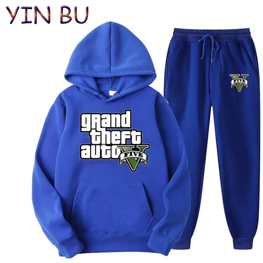 جراند سرقة السيارات لعبة GTA بدلة رياضية رجالية قناع السترة + Sweatpants بدلة رياضية عادية عداء ببطء رياضية 2 قطعة مجموعات الذكور