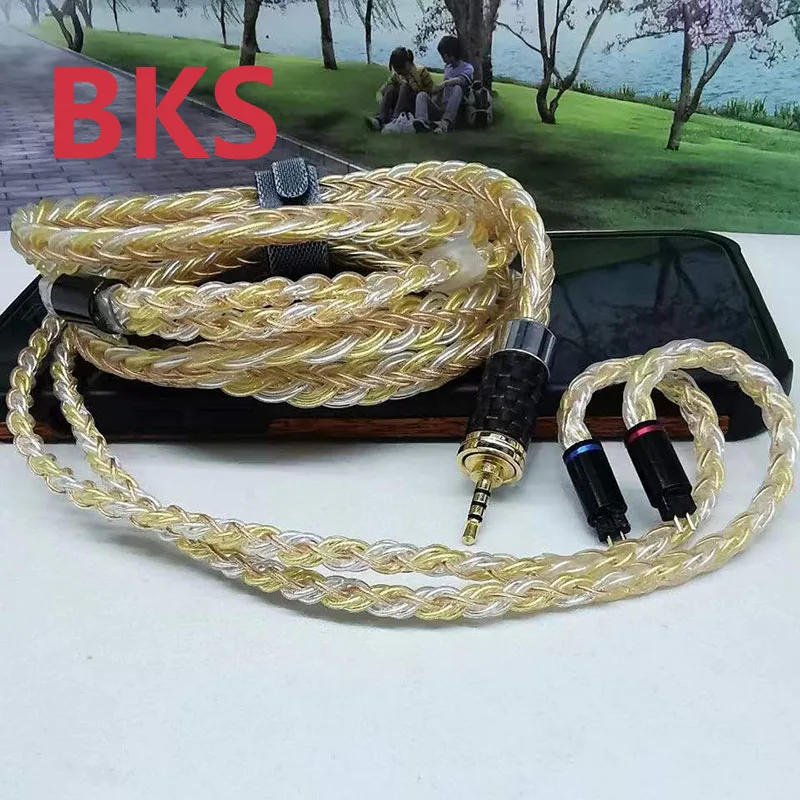 DIY 12-strands gold, silver and copper mixed knitting 7N OCC  HeadPhone Cable MMCX/0.78 2Pin 3.5mm 2.5mm 4.4mm Earphone Custom