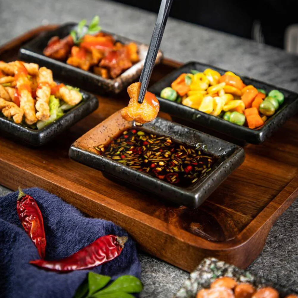 

4Pcs Ceramic Rectangular Sauce Dishes Seasoning Bowls for Ketchup Dipping Dessert Side Dish Home Restaurant Use