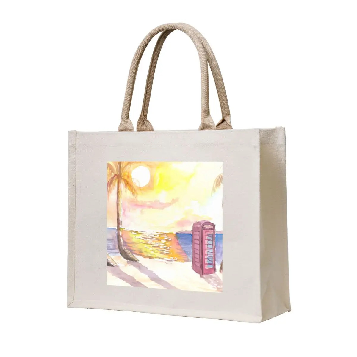 

Red Royal English Phone Booth in Antigua Dickenson Bay Tote Bag hand bag ladies Shopper bag Portable shopping