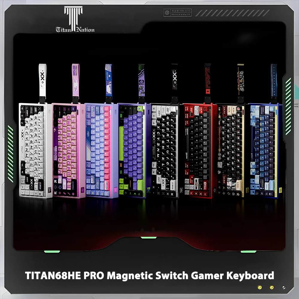 Titan Nation TITAN68HE PRO Magnetic Switch Gamer Keyboard Aluminum Customized Gateron Jade Pro 0.01rt Mt 8k Polling Rate Rgb