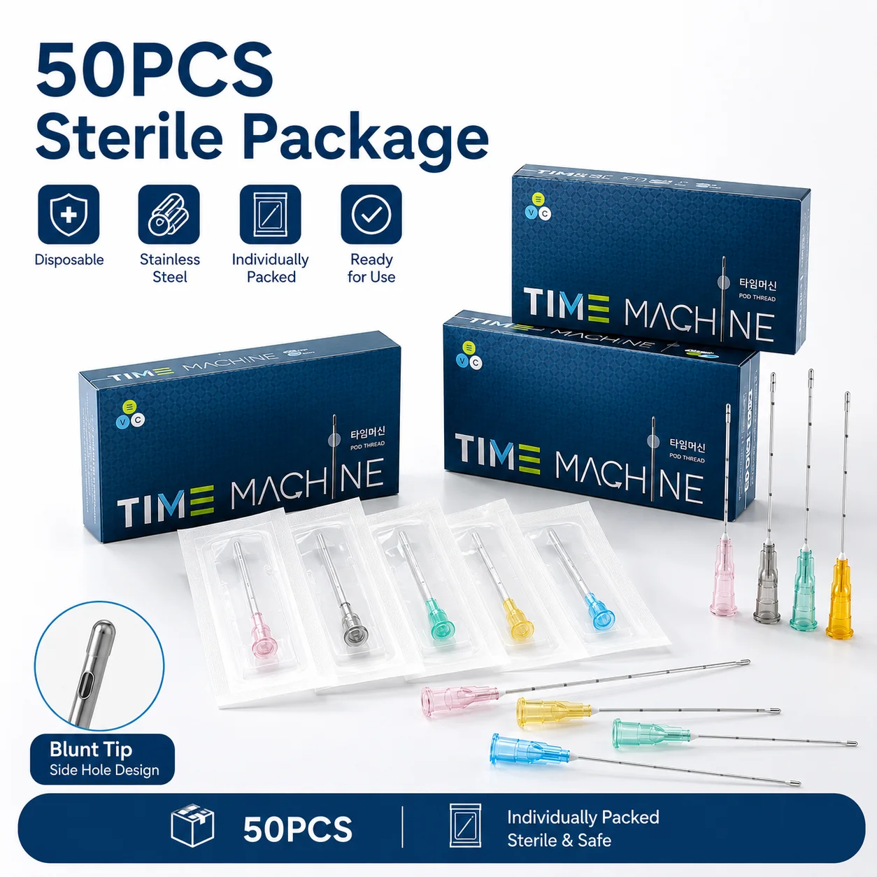 50Pcs Factory Disposable Blunt-tip Cannula 22g 23G 25G 27G 18G 30G 50mm 70m Blunt Fine canula Micro Tool Parts