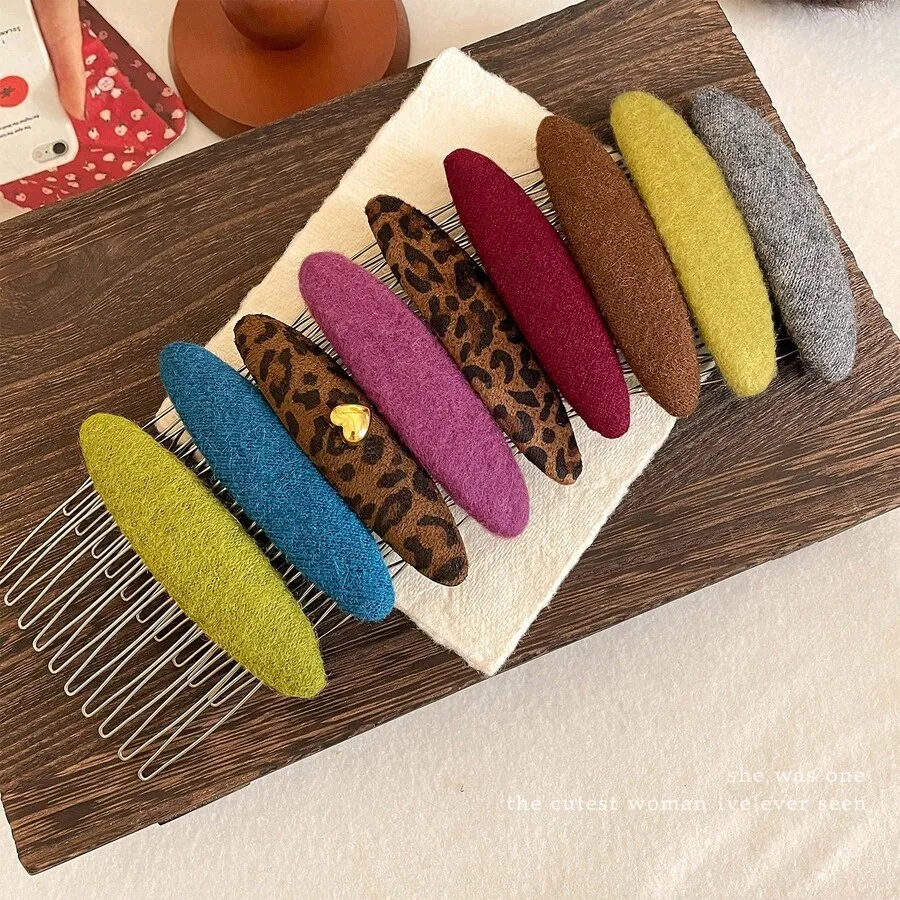

Flocked Leopard Print Hair Comb With Teeth Non-Slip Bun Styling Accessory