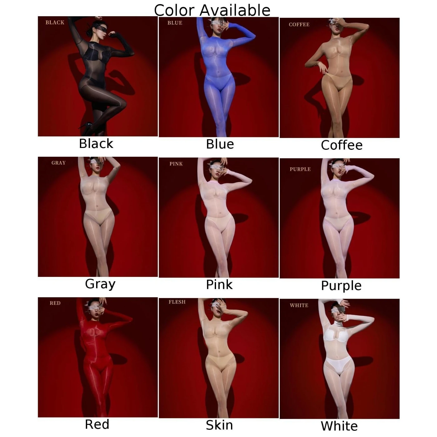 Sexy Women Oil Shiny Full Bodysuit Body Stockings Sheer See Through Tight Leotard Female Elastic Breathable Underwear