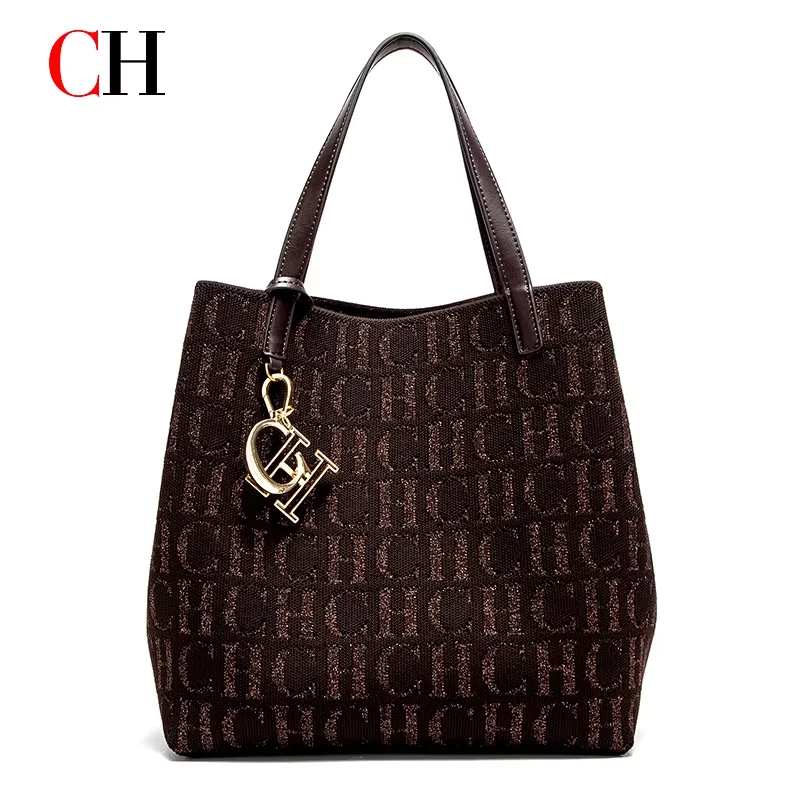 CH Tote Bag For Women Luxury Knit Monogram Handbag Fashion Shoulder Bag Elegant Large Capacity Tote Bag For Daily Commute