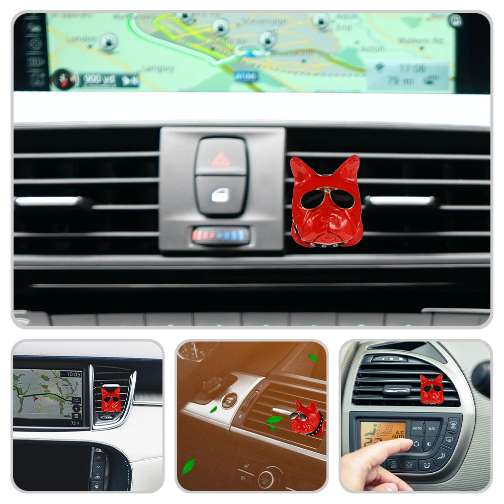 

Dog Car Vent Clip Air Freshener Aromatherapy Diffuser Decor Aromatic Stone 3-5 Drops Essential Oil Compatible Rotatable