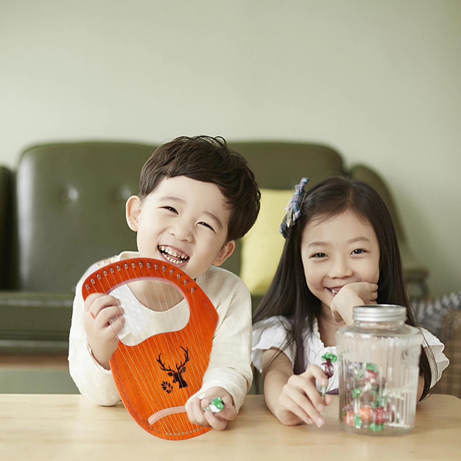 

16 String Harp 16 Metal Strings Solid Wood Lyre Harp Ancient Style Handheld Body Orchestral Instrument For Beginner