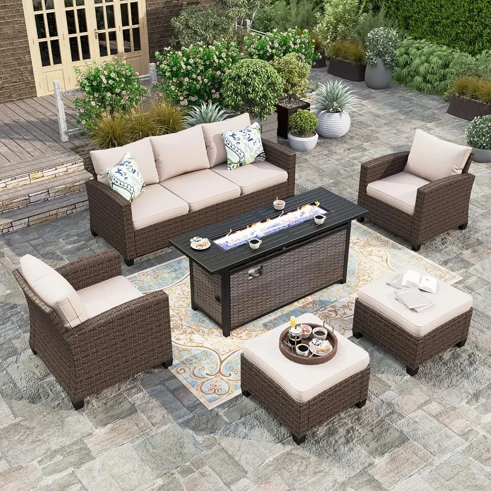 

Patio Furniture Set with Fire Pit Table, for Garden, Poolside, Backyard，Outdoor furniture，Garden Furniture Sets