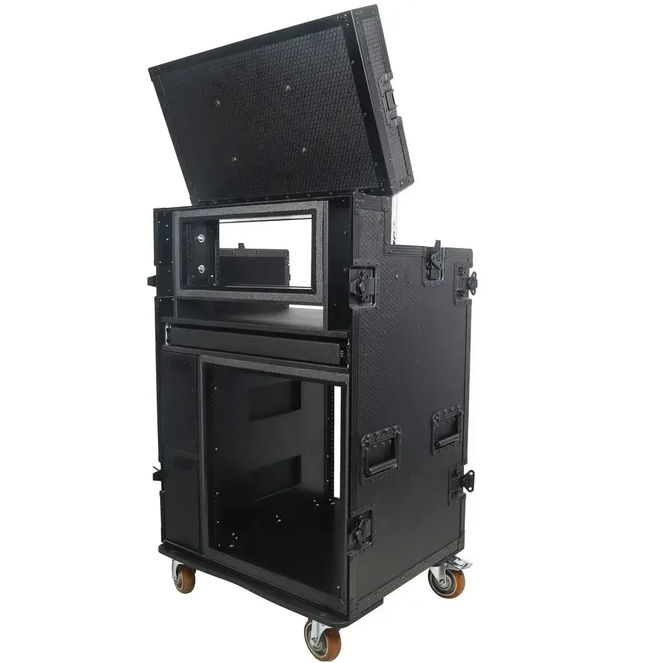 

4U Top 12U Bottom AV Broadcasting Studio Workstation Flight Case for Video Recording And Streaming Integrated Design