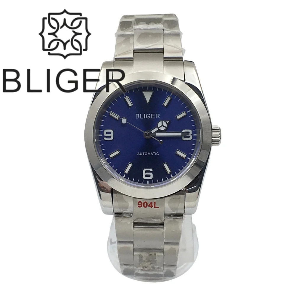 BLIGER 36mm/39mm NH35 Mingzhu2813 Miyotu8215 PT5000 Automatic Men's Mechanical watcher Stainless Steel Bracelet Luminous wacht