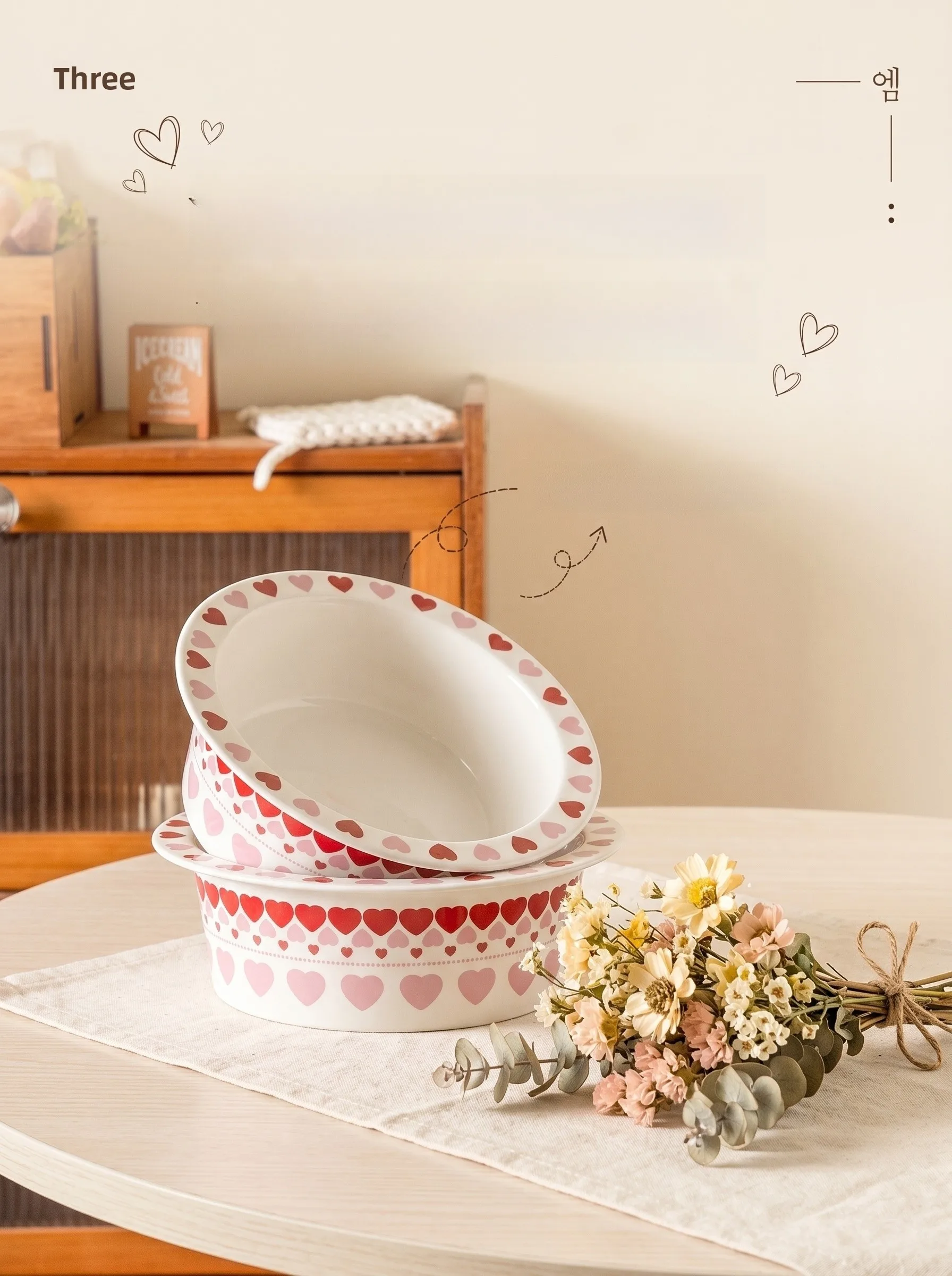 

Romantic House High Aesthetic Value Ceramic Soup Bowl Ramen Snail Soup Salad Bowl Korean Style round Shape Daily Use