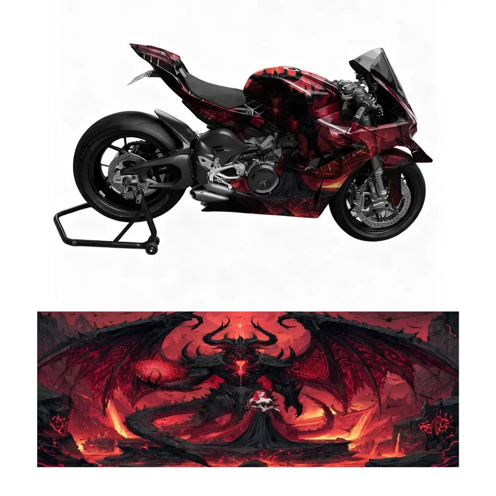 

Виниловая пленка для мотоцикла — самоклеящаяся, водонепроницаемая и устойчивая к царапинам, дизайн с рисунком дьявола и принцессы, наклейка на велосипед для гонщика,