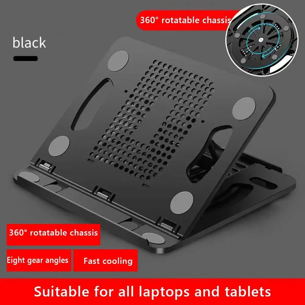 Ergonomic Portable Foldable Laptop Stand with Handle and 360 Degree Rotatable Base Adjustable for 14 Inch Devices