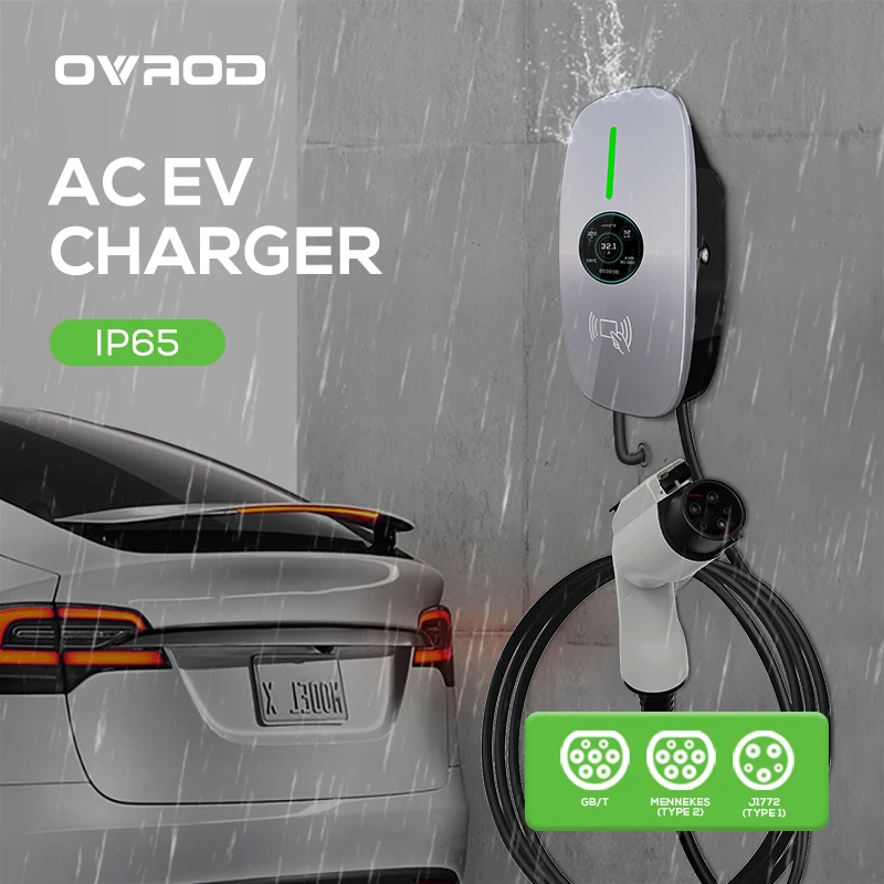 Ovrod Factory Evse Ac 7kw 11kw 22kw 16a 32a Type2 Single 3 Phase Level2 Fast Electric Car Charging Station Wall Ocpp Ev Charger