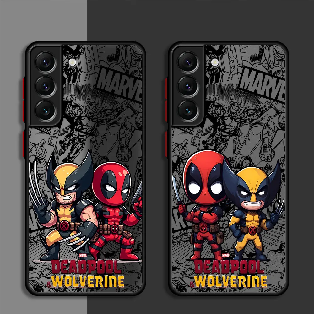 Luxury Marvel Deadpool And Wolverine Cartoon Case for Samsung Galaxy S24 Ultra S9 S22 Plus S20 FE S23 Ultra S21 S10 Lite Cover