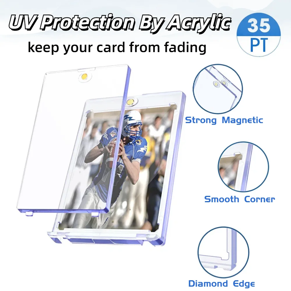 35PT Magnetic Card Holders for Trading Card, One Touch Trading Card Holder, Hard Card Case for Baseball/MTG/YGO Game Cards