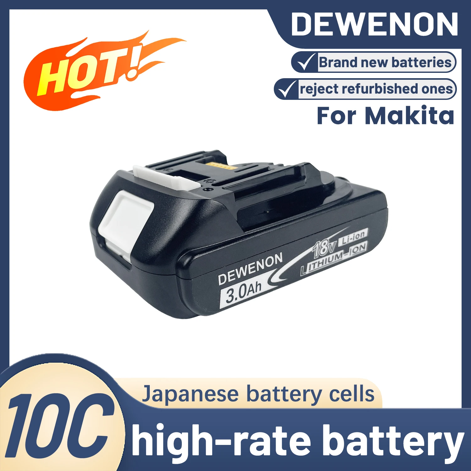 

For 100% original Makita battery 18V 2AH 3Ah rechargeable battery, replacing Makita BL1820 BL1830 BL1850 power tool battery