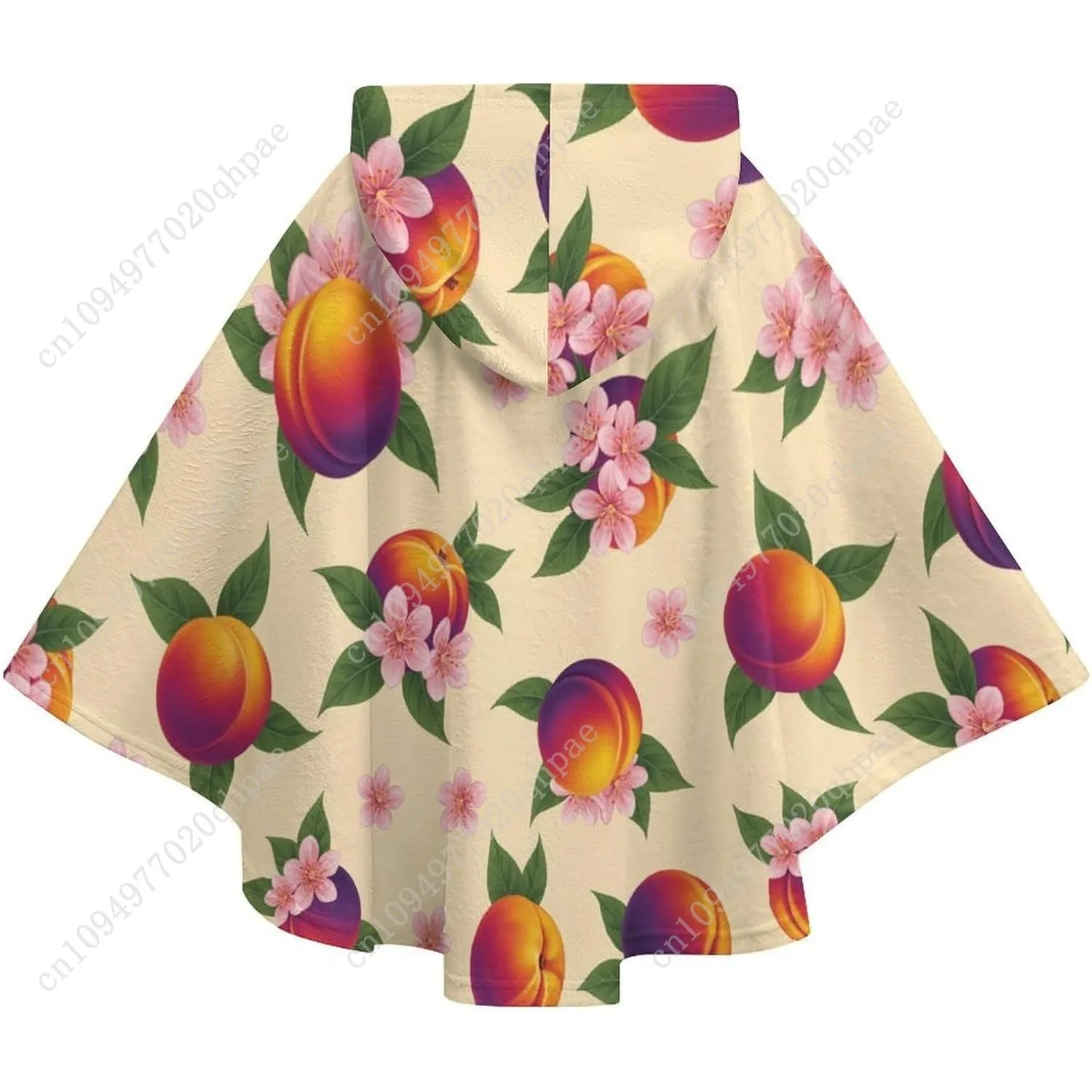 Comodo maglione coperta in flanella, felpa con cappuccio oversize con motivo floreale a frutta con tasche per bambini e adolescenti