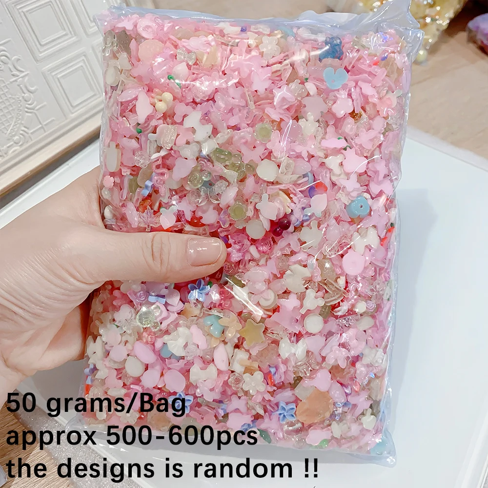 

500-600 шт. Аврора розовый смешанный смоляный бант для ногтей со стразами 50 г/пакет акриловая лента с цветком бант подвески для ногтей бабочка украшение с галстуком-бабочкой