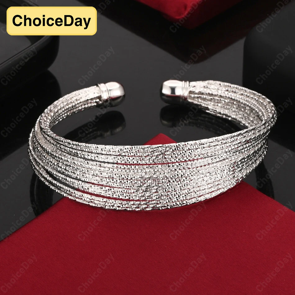 

ChoiceDay 925 Sterling Silver Exquisite Classic Multi-Circle Open Bracelet Women's Fashion Jewelry Party Accessories