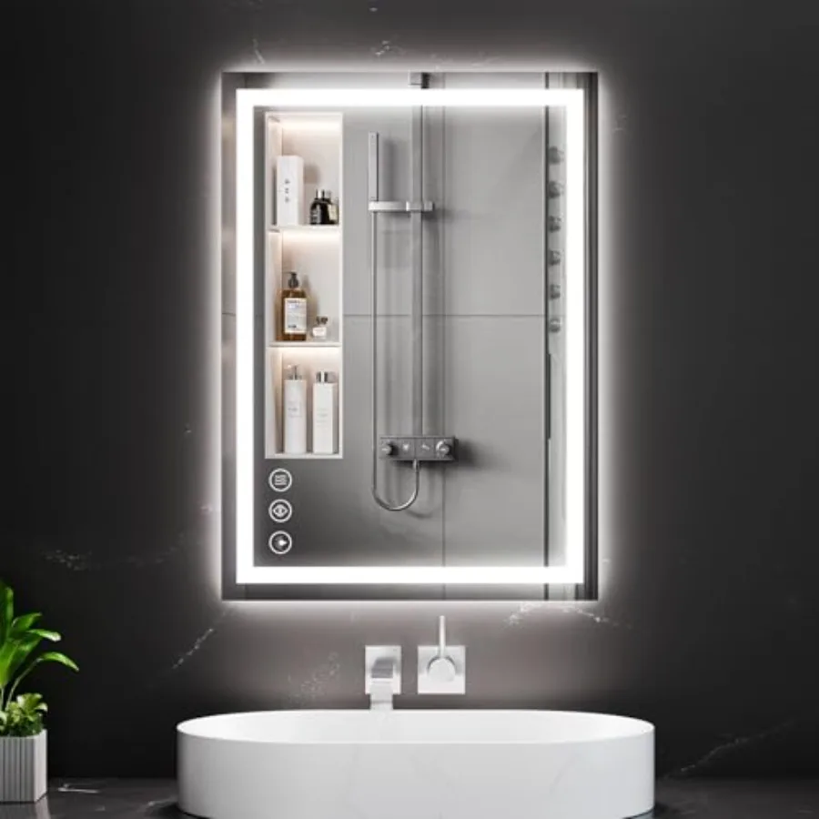 

20x28 LED Bathroom Mirror, Backlit + Front Lit, LED Bathroom Mirror with Lights for Wall, 3 Colors, Anti-Fog, Dimmable Brightne