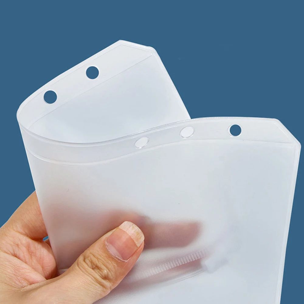 Limpar PVC Zipper Pastas com Buraco, convenientes Binder Bolsos, 6-Ring Notebook Binder, Arquivos Relatórios, A5, A6, A7