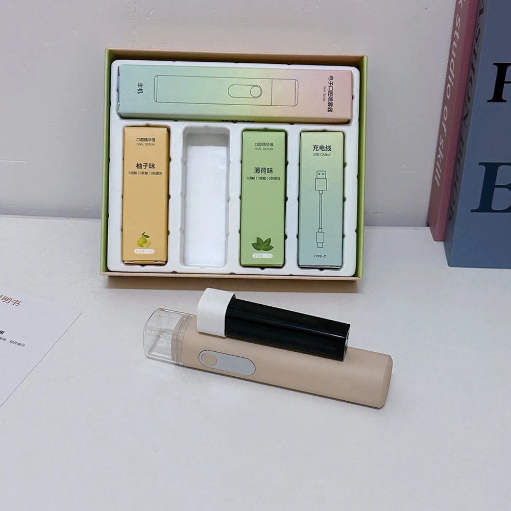 Kit de pulvérisation désodorisant pour l'haleine buccale intelligent, chargement USB électronique, bouche, menthe fraîche, Essence fruitée, dosette de sérum, hygiène buccale, élimine les odeurs