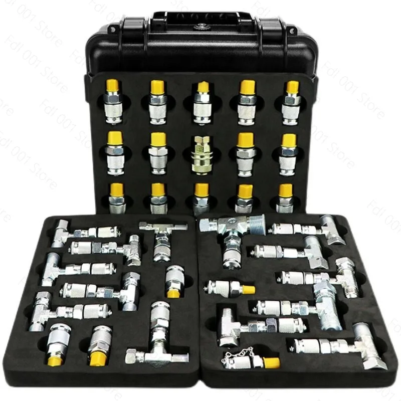20 joints 14 tees Excavator Pressure Test Tee Pilot Distribution Valve Travel Hydraulic Maintenance Pressure Gauge Adapter Kit
