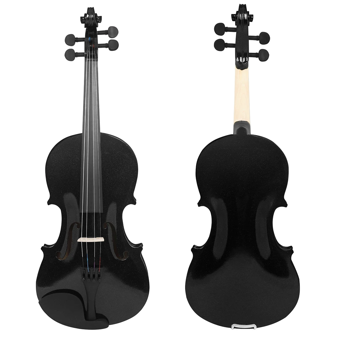 4/4 Black Violin Acoustic Solid Wood Violino Professional Stringed Instrument Violin with Bow Shoulder Support Folding Bracket