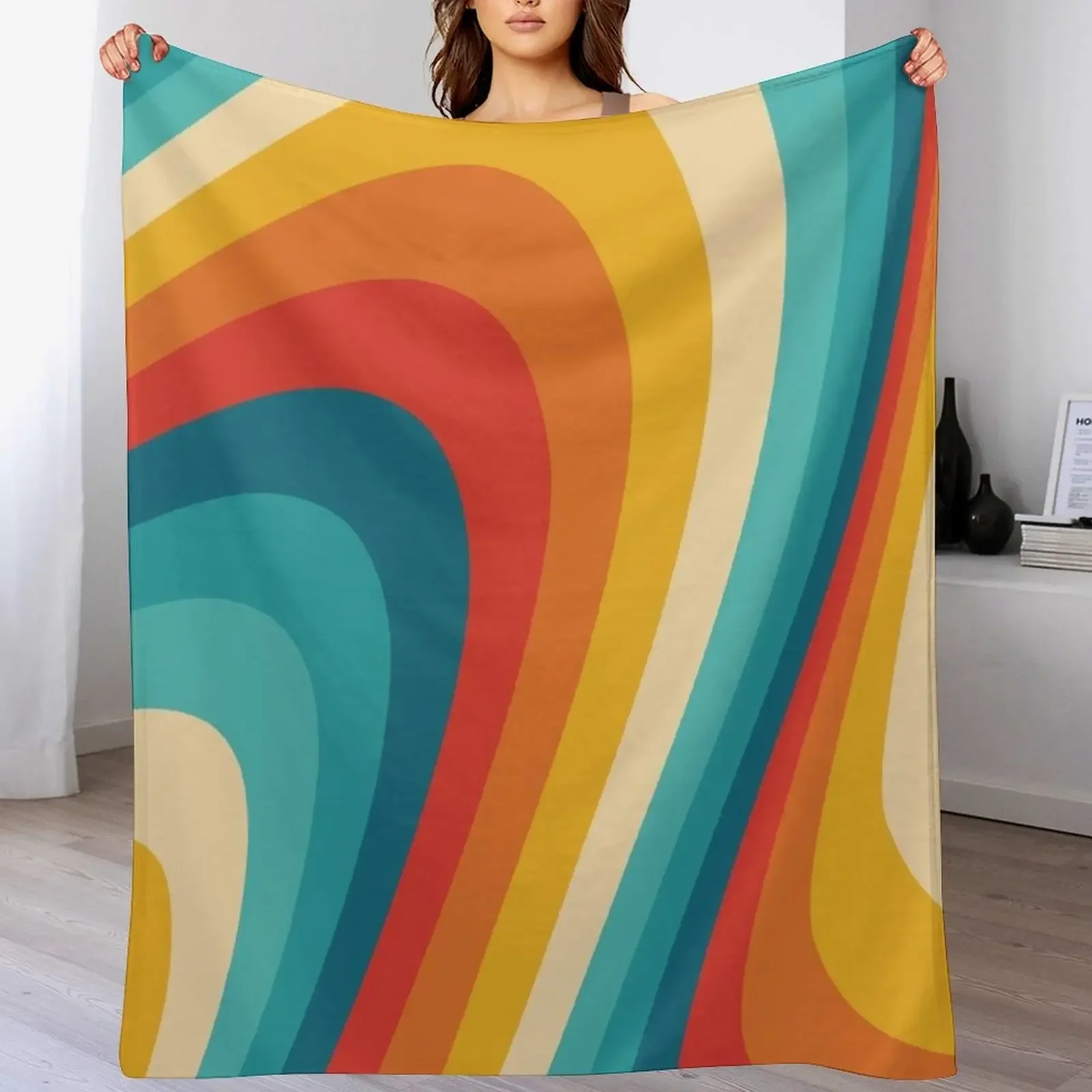 

70s Retro Aesthetic Throw Blanket Loose Soft Beds Bed covers Blankets