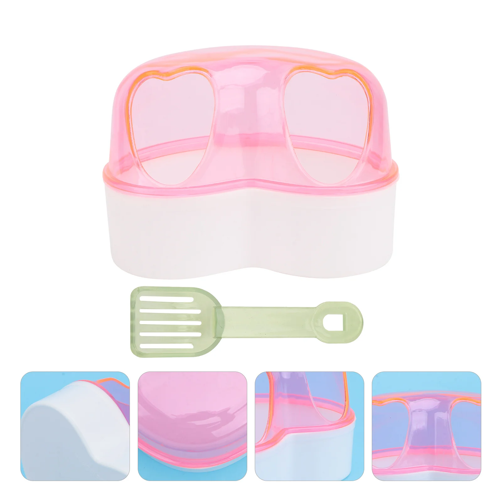 

Hamster Bathing Basin Small Pet Sand Bath Room Portable Plastic Tub Half Transparent Detachable Design For Chinchilla Cage