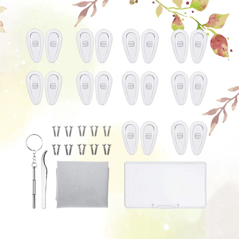 

1Set 13Mm Comfortable Silicone Eyeglass Nose Pads with Storage Box Easy Install Replacement for All Frame Types Repair Kit