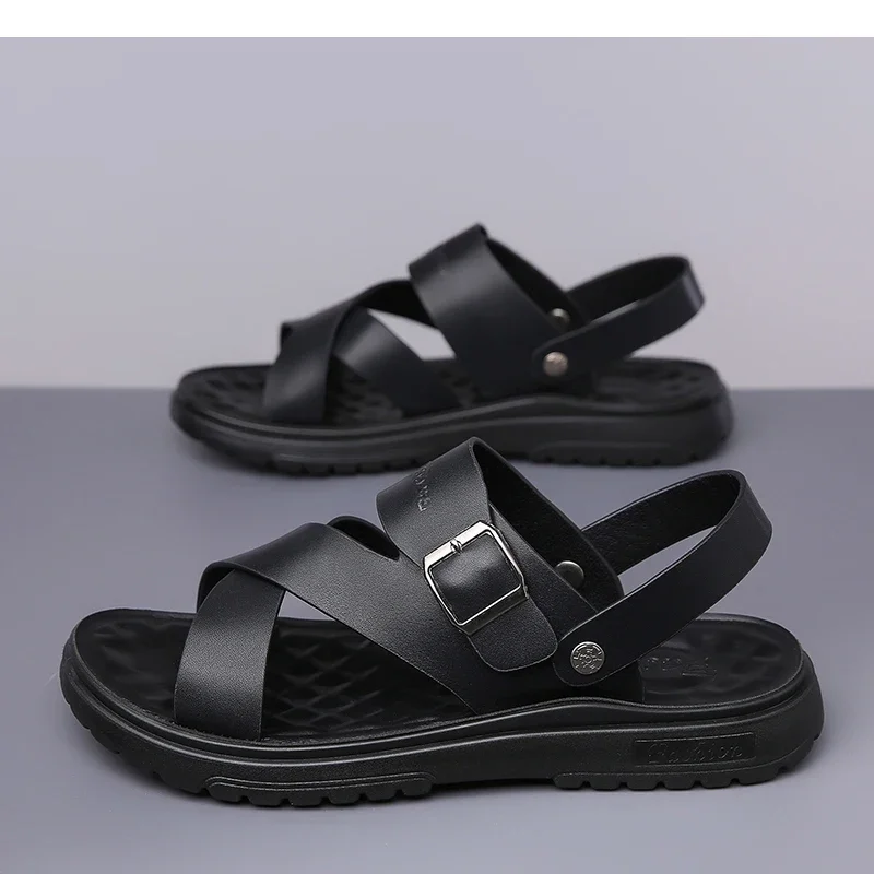 Herren Sommer-Freizeitsandalen zum Hineinschlüpfen – Bequeme, rutschfeste, strapazierfähige, weichsohlige, atmungsaktive Strandschuhe – 2380 – Detail 10
