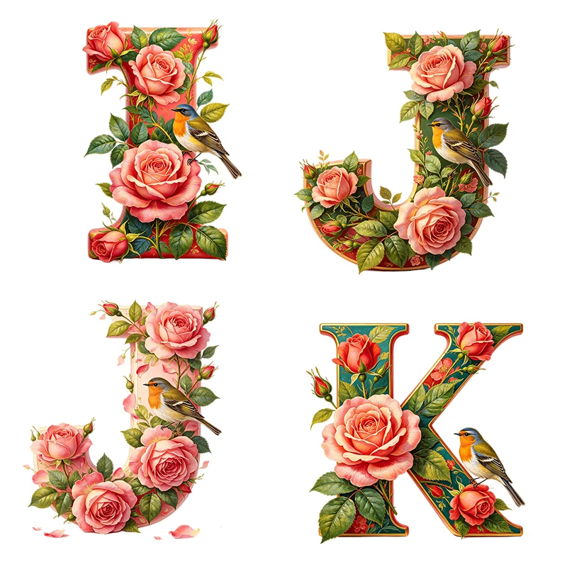 Three Ratels CAB80 beautiful Flower Alphabet IJK Wall Stickers for Home Decoration Computer decal Personalized car stickers