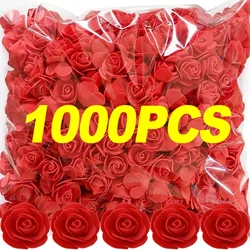 100-1000Pcs Foam Rose Fake Flowers Heads Mini Wreaths Artificial Flower Bouquet Multicolor Rose Wedding Scrapbooking Decoration