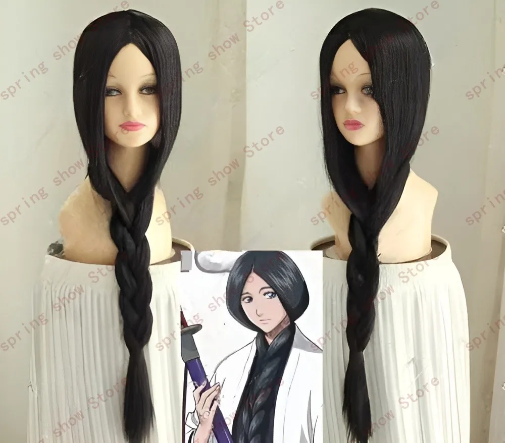 BLEACH The Captain of the Fourth Division Unohana Retsu Cosplay Costume Braided Hair Headwear Black Long Wig