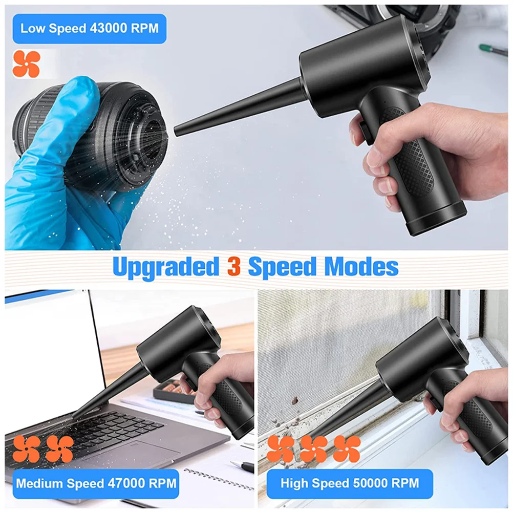 

Portable Air Blower for Computer Cleaning Rechargeable Electric Duster for Keyboard Car Electronics Strong Continuous Airflow