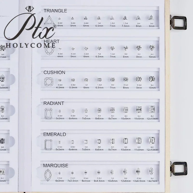 Diamond Carat Chart Customize Comparison 5A Cubic Zirconia Chart Set Ring Size Reference All Shapes Gemstones for Jewelry Making