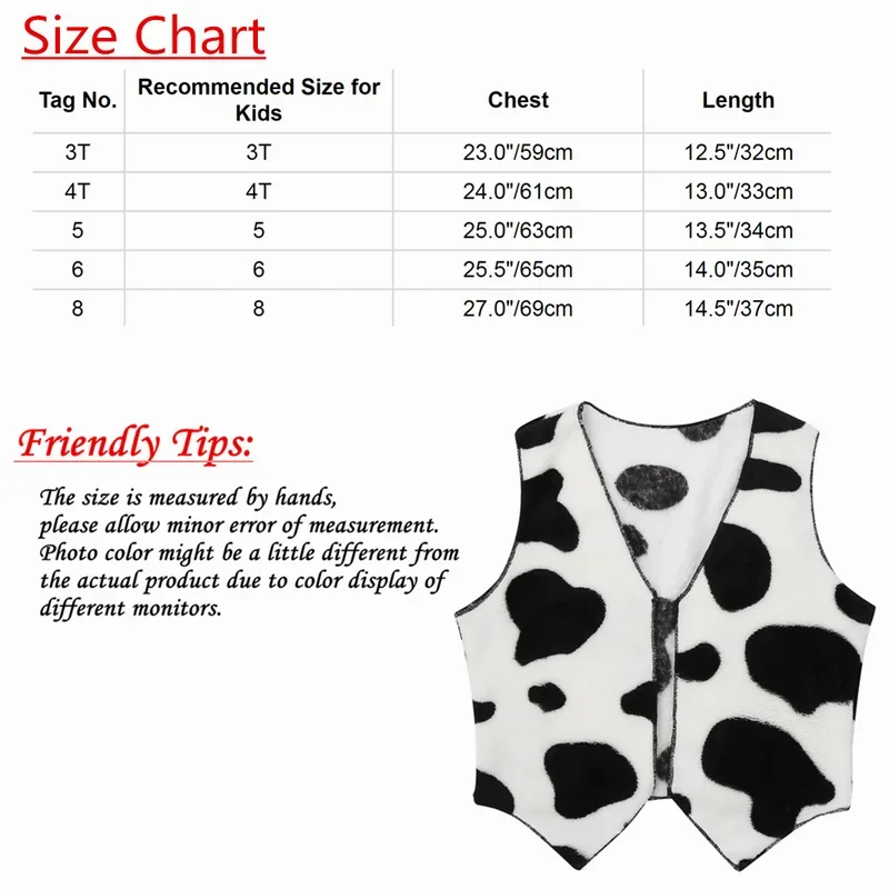 SN55Unisex Kids Boys Girls Soft Sleeveless Cow Printed Vest Waistcoat Tops Cowboy Cowgirl Vest Cosplay Party Fancy Dress Up $@1w