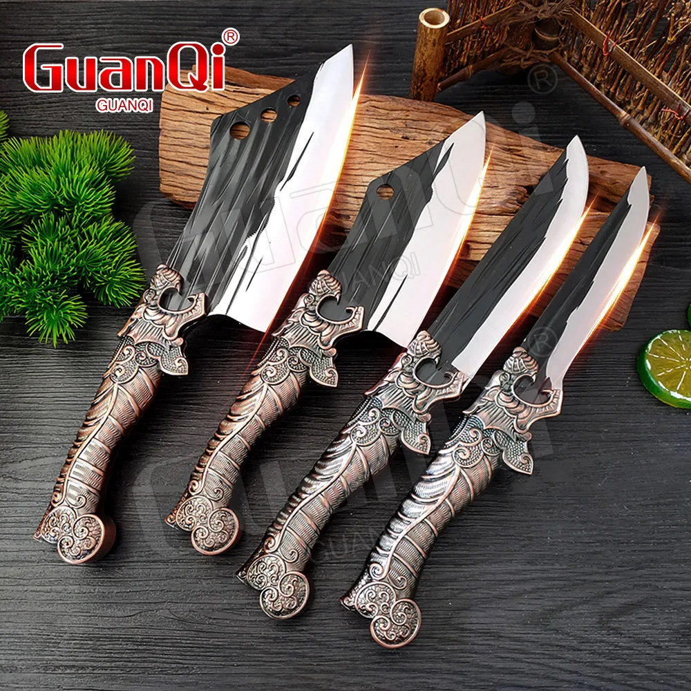 Stainless Steel 1-4pcs set Kitchen Knife ABS Handle Meat Cleaver Chopping Knife Hand Forged Boning Chef Knife Butcher Fish Knife