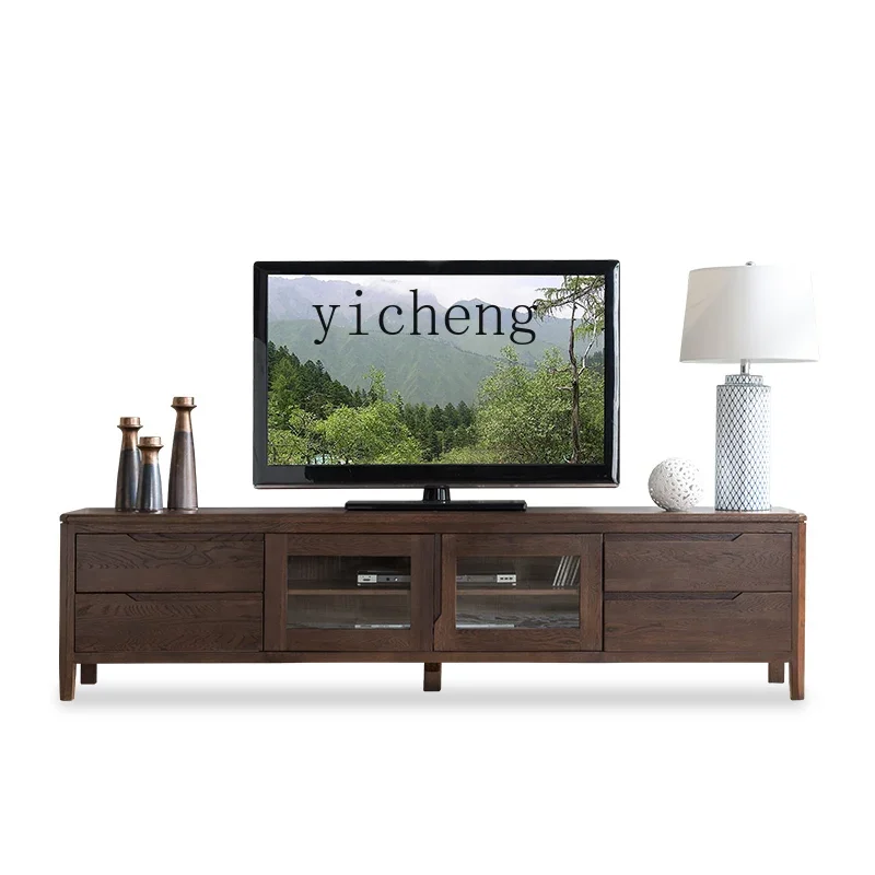 

ZF Furniture Solid Wood TV Cabinet Oak Two-Door TV Cabinet Simple