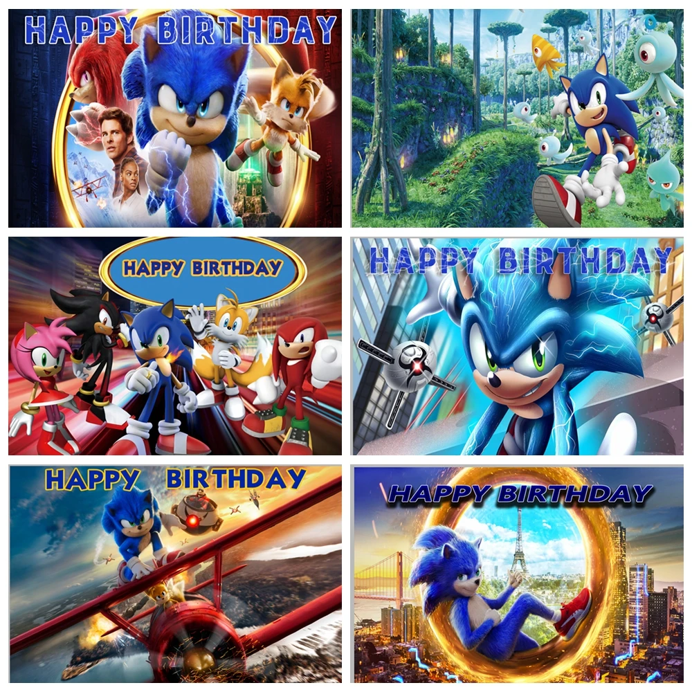 

Hedgehog Blue Running Superhero Children's Birthday Decoration Background Photography Poster Game Photo Studios Banner Props