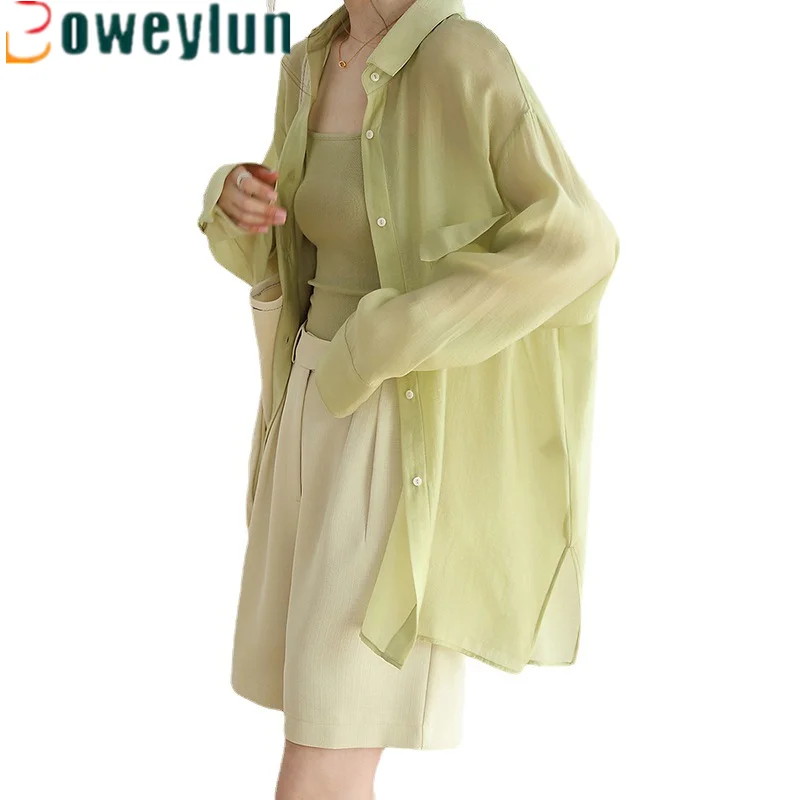 

Boweylun Long-sleeved Sunscreen Female Summer New Fashion Loose Thin Section Shirt Jacket