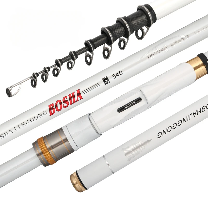 BOSHA 3# Ultralight Superhard Rock Fishing Rod Carbon Hand Sea Dual-use Long Throwing Rod Oblique Guide Ring 3.6m-7.2m