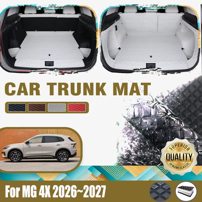 Car Rear Trunk Mats For MG 4X 2026 2027 5SEAT Leather Cover Cargo Liner Rug Boot Decoration Pads Interior Parts Auto Accessories